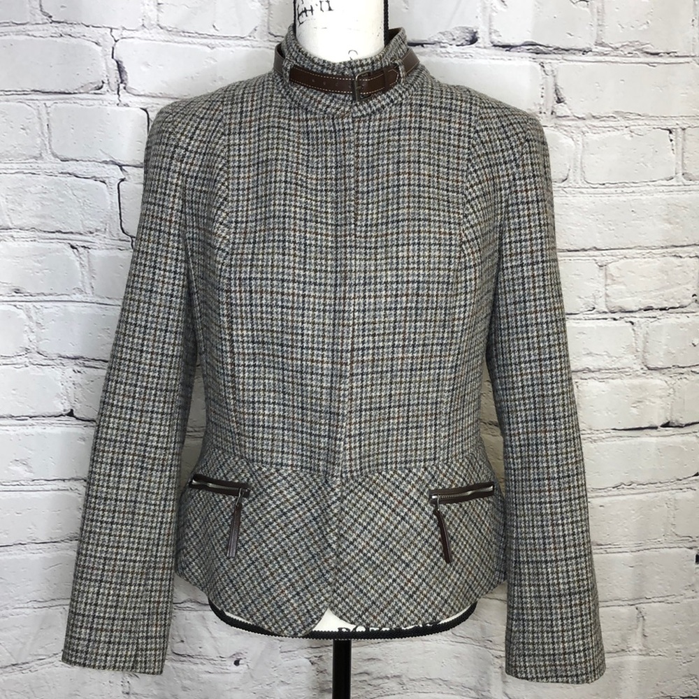 Talbots Old Money Aesthetic Peplum Tweed Zip Front Equestrian Style Jacket - 12P